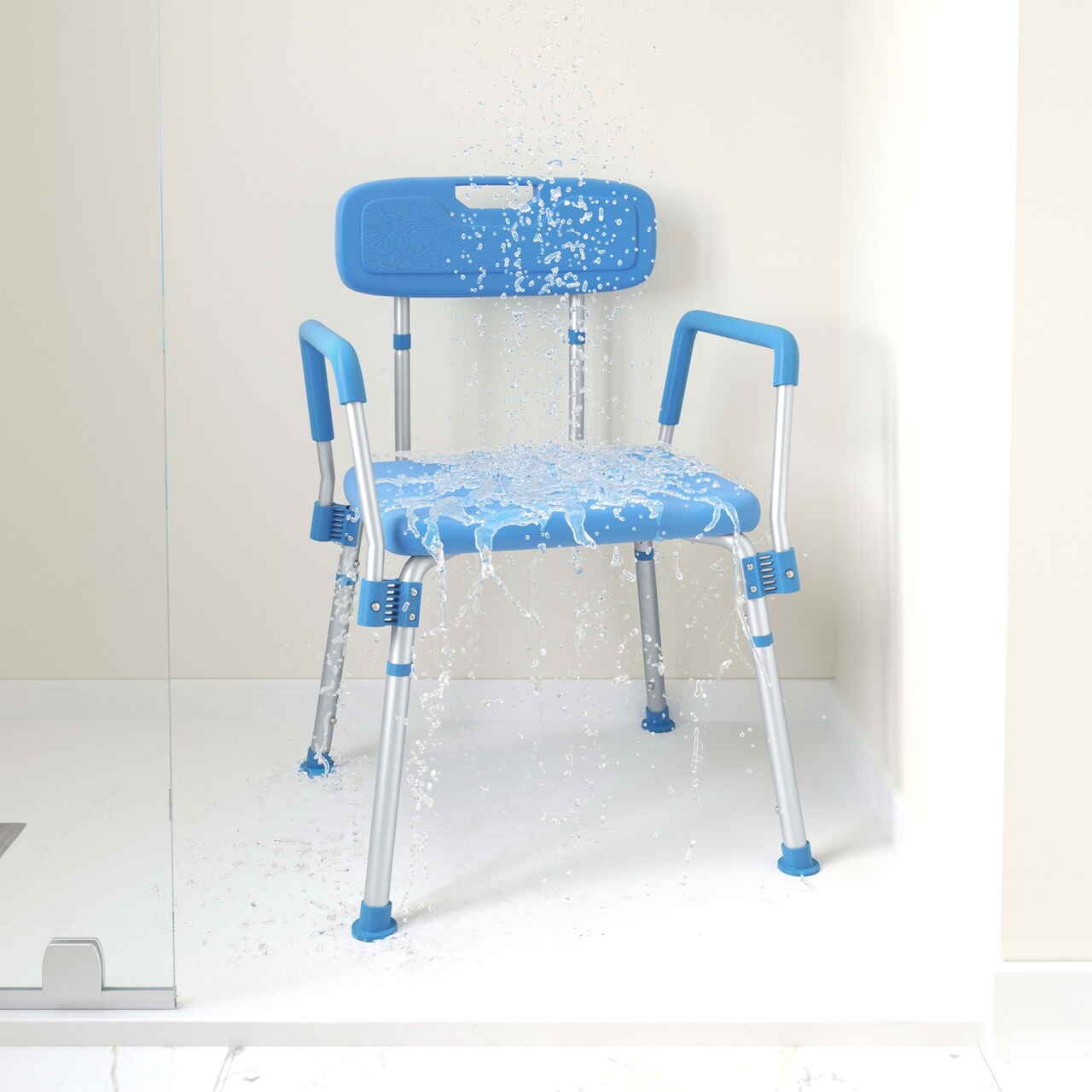 Emma and Oliver 300 Lb. Capacity Adjustable Bath & Shower Chair with Depth Adjustable Back